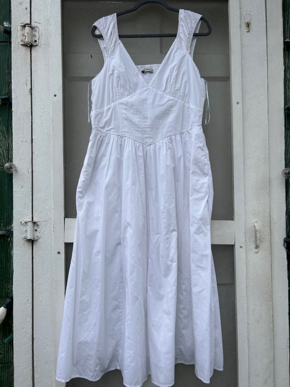 White Cotton V-Neck Dress